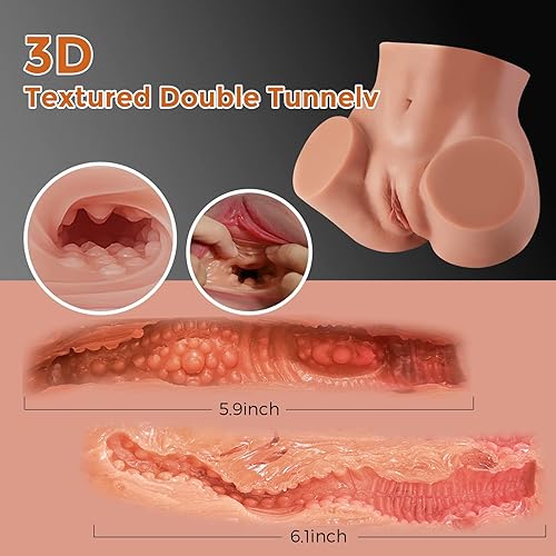 Miniatura 3 de Muñeca sexual marrón de 4.5 libras, masturbador masculino con vagina y túnel doble anal, juguetes sexuales para hombres realistas con textura 3D,