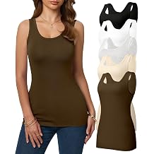 5 Pack Tank Tops for Women Slim Fit Scoop Neck Basic Tanks