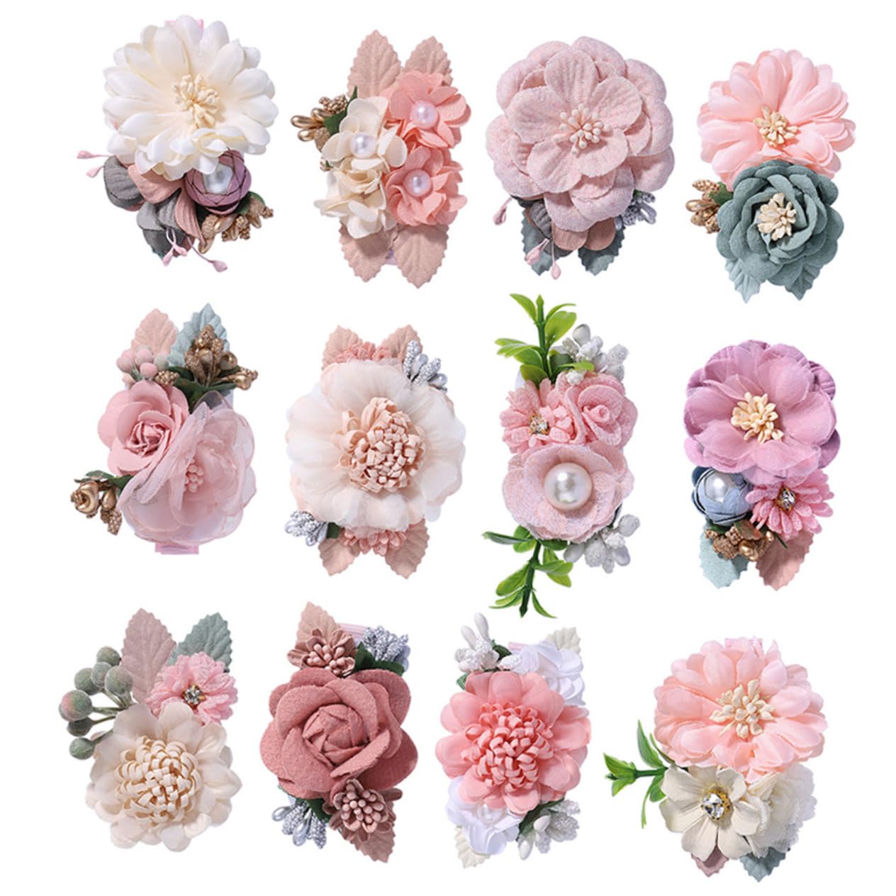 12 Stück Teiliges Blumen haarspangen Perlen Natürliche Optik Wiederverwendbar Modischer Haarschmuck für Frauen und Mädchen Geeignet für Hochzeit Party Alltag und Besondere Anlässe