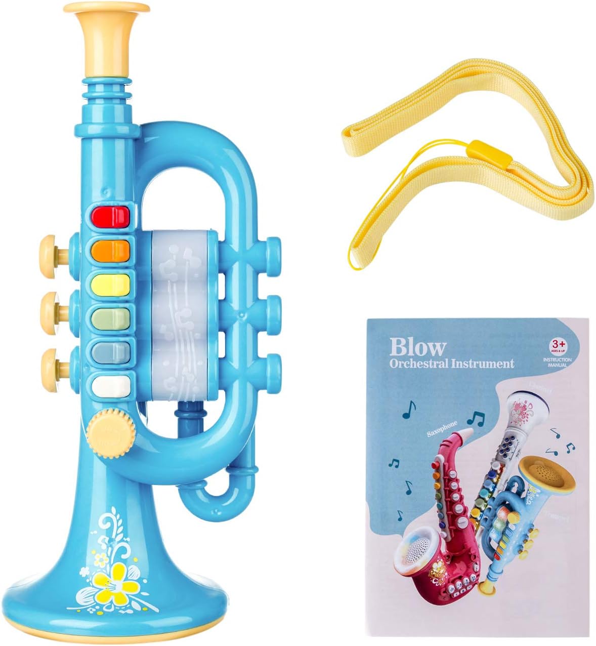 Yifan Trumpet Instrument Musical Toy, Simulation Trumpet Musical Instrument Toys for Kids to Play with Music Light- Begonia Red : Toys & Games