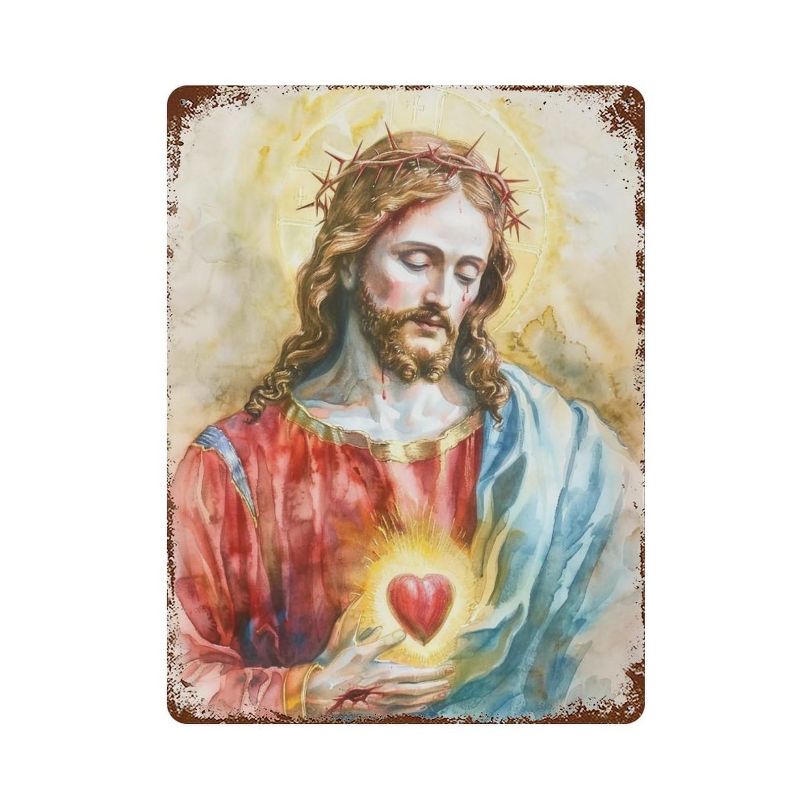YHGERTKU Colorful Impasto Virgin Mary 02 Wall Art Retro Iron Vintage Metal Tin Sign Poster Modern Decor for Living Rooms Gift 40x30cm