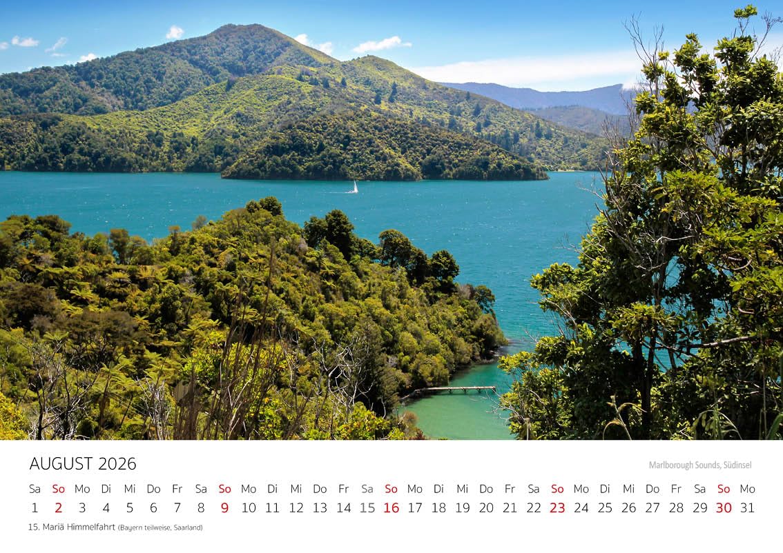 Edition Seidel Premium Kalender Naturschätze Neuseelands 2026 Format DIN A4 Wandkalender Wellington Pazifik Insel Nationalparks Christian Müringer