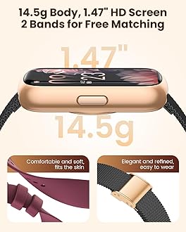 DEKELIFE Fitness Tracker, 24/7 Heart Rate Monitor Watch, 1.47" Fitness Watches for Women with 24 Sport Modes, Androdi Smart Watches for Women/Men, IP68 Step Tracker, Pedometer, Gift