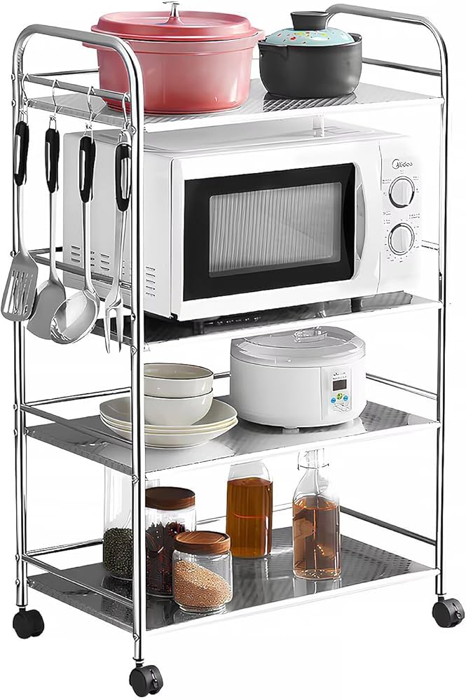 業務用ワゴン 3段 ステンレス製キャスター付き 台車 キッチン収納 Amazon.co.jp: ZenVision キッチンワゴン キャスター付き 3段 幅60