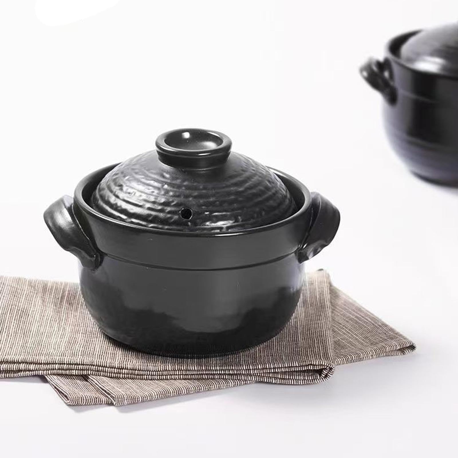 Amazon｜炊飯器 直火対応- 万古焼 黒釉メタル 二重蓋ご飯釜 3合炊き