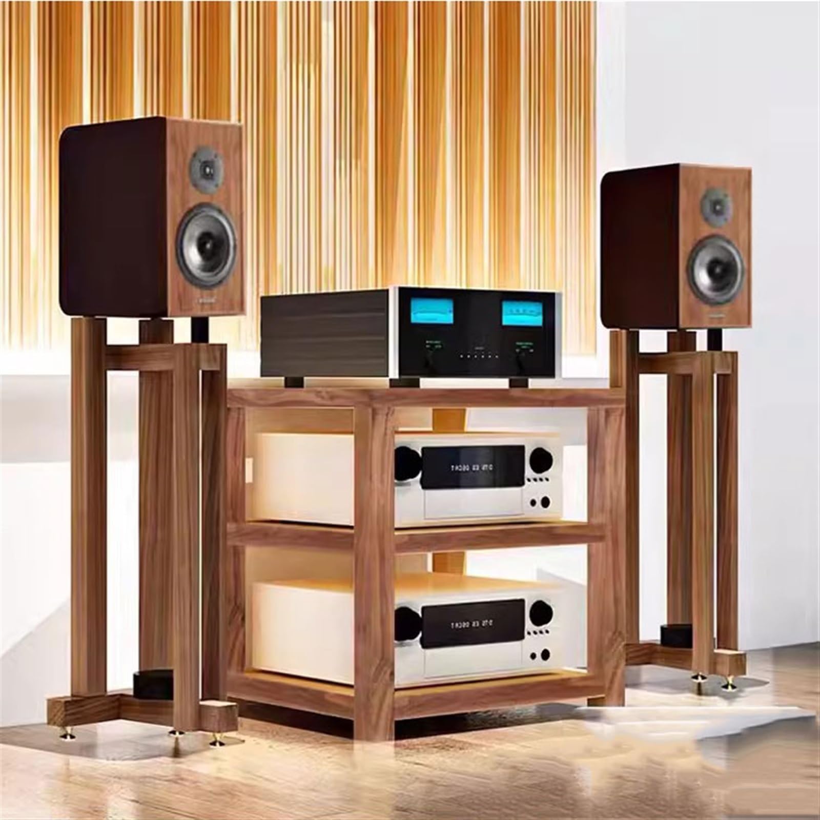 Soporte para altavoz, trípode de madera maciza, estante de sonido envolvente para monitor, estante de metal, estante profesional, soportes para altavoces de estudio (27 x 30 x 33,5 cm)