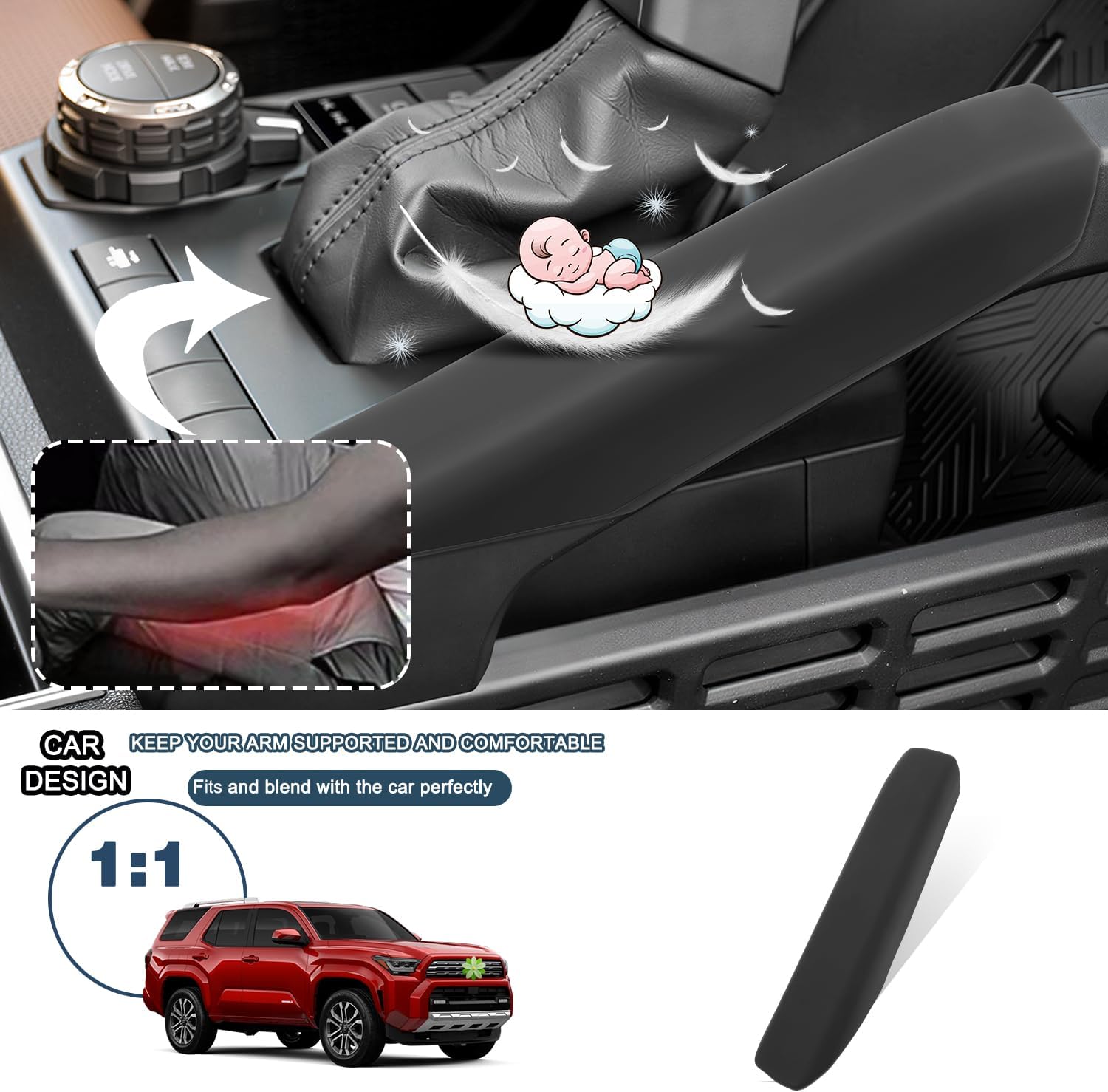 Ruiya Gear Shift Console Side Grab Handle Covers for 2025 2026 Toyota 4Runner /2024-2026 Tacoma, Soft Silicone Inner Armrest Protector Trim, 2025+ Toyota 4Runner 6th Gen Interior Accessories