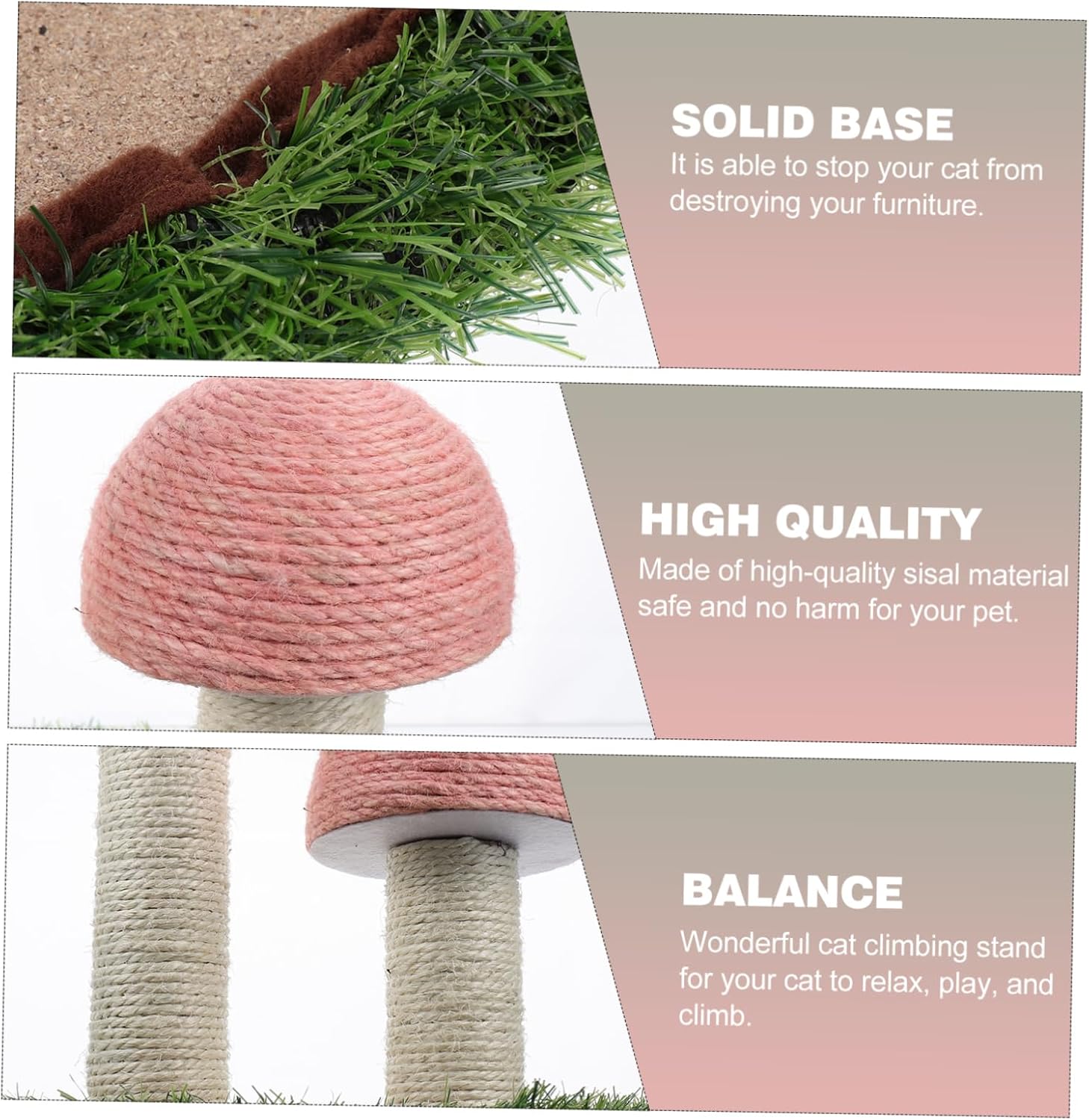 YARNOW Sisal Material Cat Climbing Tower Pet Scratch Board Cat Climber Scratching Post Mushroom Shape Kitten Toy