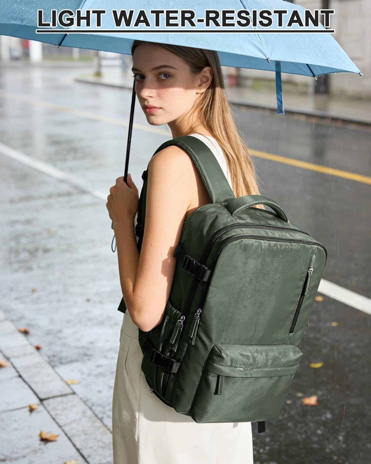 WONHOX Vacuum Seal Backpack for Travel with Air Pump Compression Daypack Personal Item Carry on Flight Approved Vacpack Laptop Space Saver Bags Storage with Vacuum System Travel Bag Women Men Green