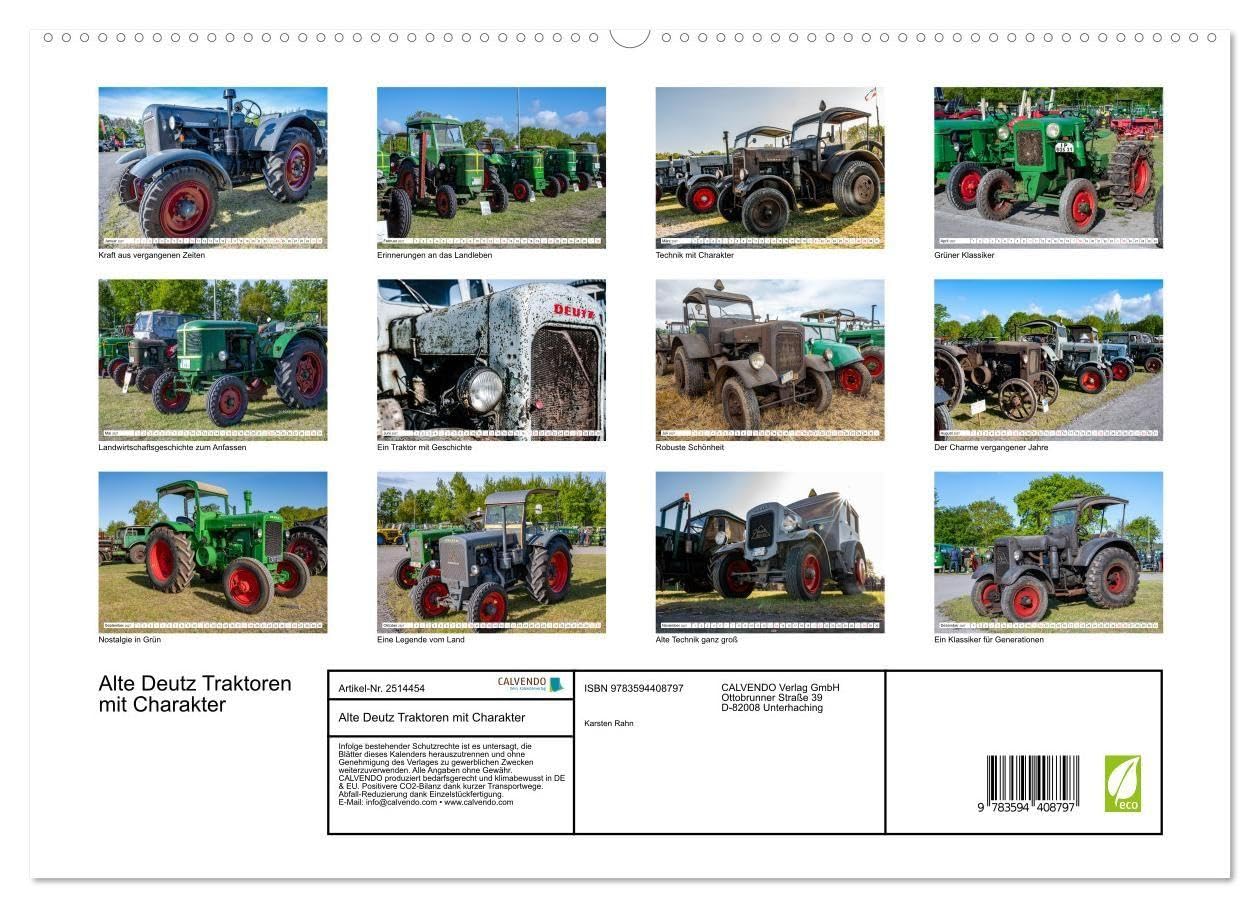 Alte Deutz Traktoren mit Charakter (hochwertiger Premium Wandkalender 2027 DIN A2 quer), Kunstdruck in Hochglanz: Die Schönheit, Kraft und der ... Aufnahmen alter Deutz-Traktoren gezeigt.