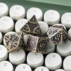 UDIXI Metal DND Dice Set 7 Die Polyhedral Dice Set for Role Playing Game and Other Board Game (Ancient Bronze)