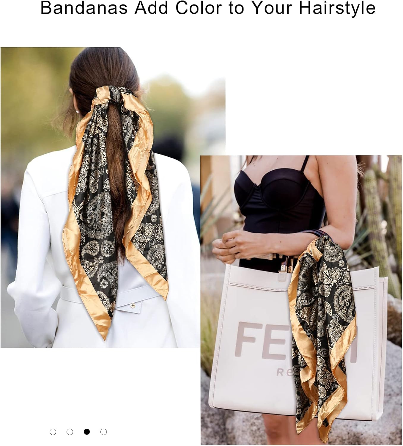 AWAYTR 35” Large Square Satin Head Scarf - 3Pcs Satin Hair Scarves Silk Bandana Scarf Headscarf Silk Feeling Scarf for Women - Image 7