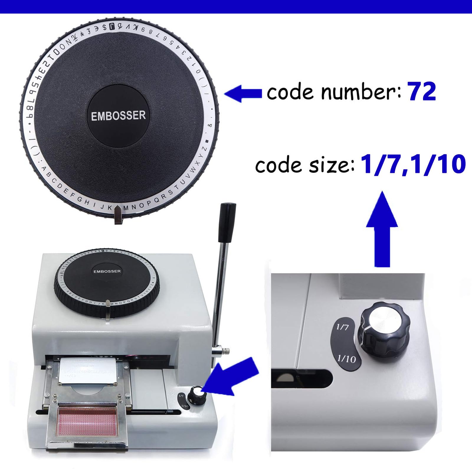 Stampante Manuale per Timbri in PVC/Lettere/Carte Personalizzate da 72 Caratteri per Carte Regalo, Carte di Credito, Carte D'Identità in PVC