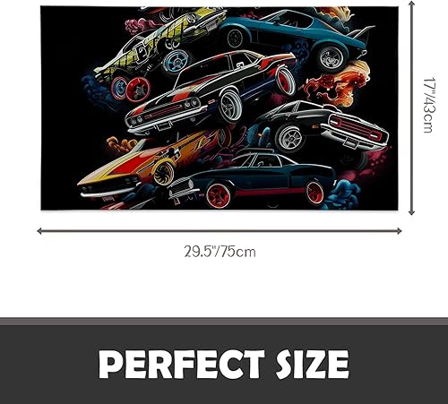 Miniatura 2 de Muscle Cars - Tapete para puerta de interior, 17 x 29.5 pulgadas, tapete para entrada, sala de estar o baño, tapete antideslizante, diseño retro