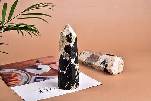 Miniatura 7 de AMOYSTONE Varita grande de cristal curativo Obelisco 6 facetas Torre Reiki Chakra Meditación Terapia Turmalina Negra 1.8-2.2 LBS