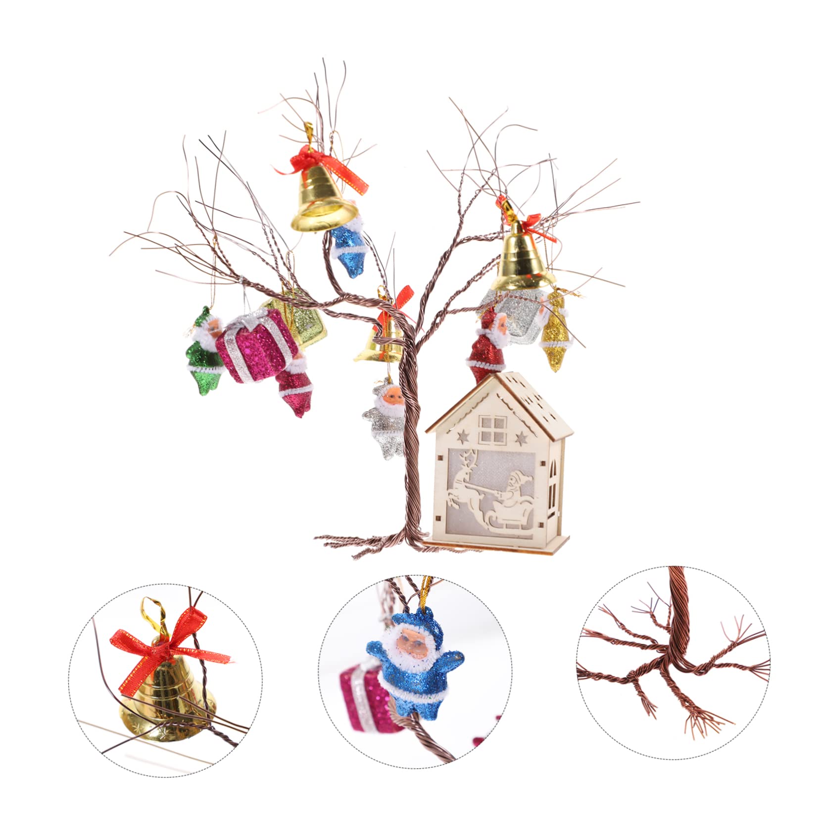Ciieeo 2 Set Pacchetto materiale natalizio albero di natale artificiale mini giocattolo decorazioni natalizie kit bambini arti fai da te kit artigianali forniture fai da te