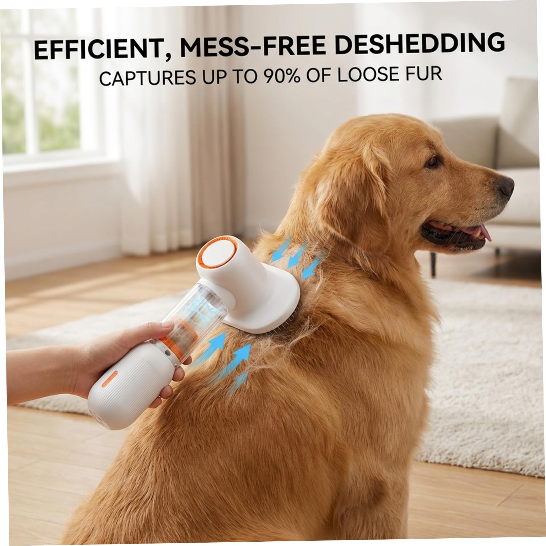 Spazzola per cani, Aspirapolvere per toelettatura 4 in 1 per cani e gatti con autopulizia, Design senza fili, Strumento per toelettatura per corti e medi, per muta