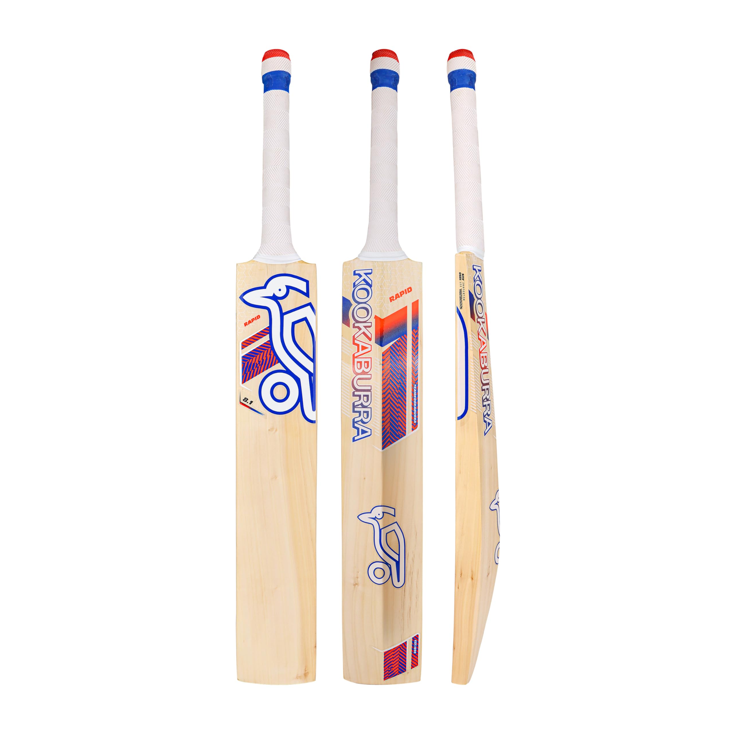 Kookaburra Rapid 8.1 Junior Cricket Bat size Harrow, Blue/Orange