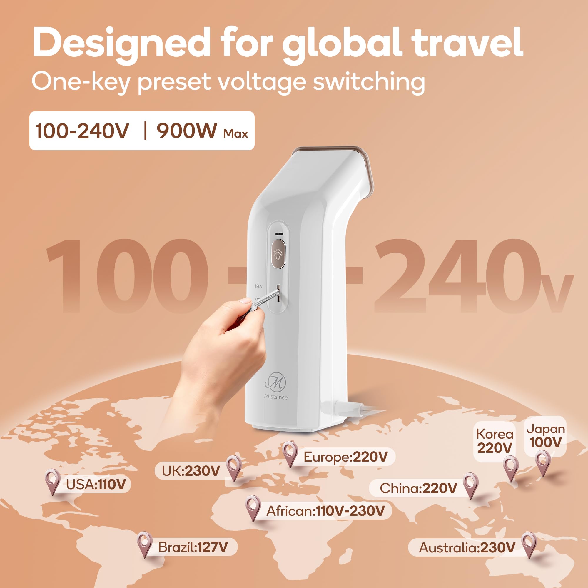 Vaporizzatore da viaggio per vestiti, 100 V-240 V per viaggi globle design integrato formato libro, vaporizzatore e ferro 2 in 1 per vestiti, portatile, vaporizzatore per vestiti a mano per casa