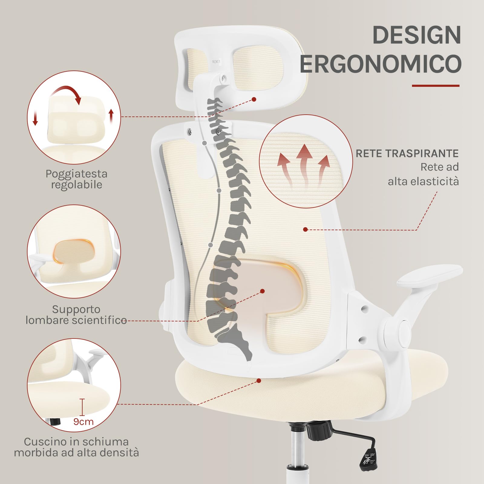 Sedia Da Ufficio/gaming WOLTU Ergonomica, Rete Traspirante, Poggiatesta E Braccioli Regolabili, Supporto Lombare, Rosa - BS171rsw