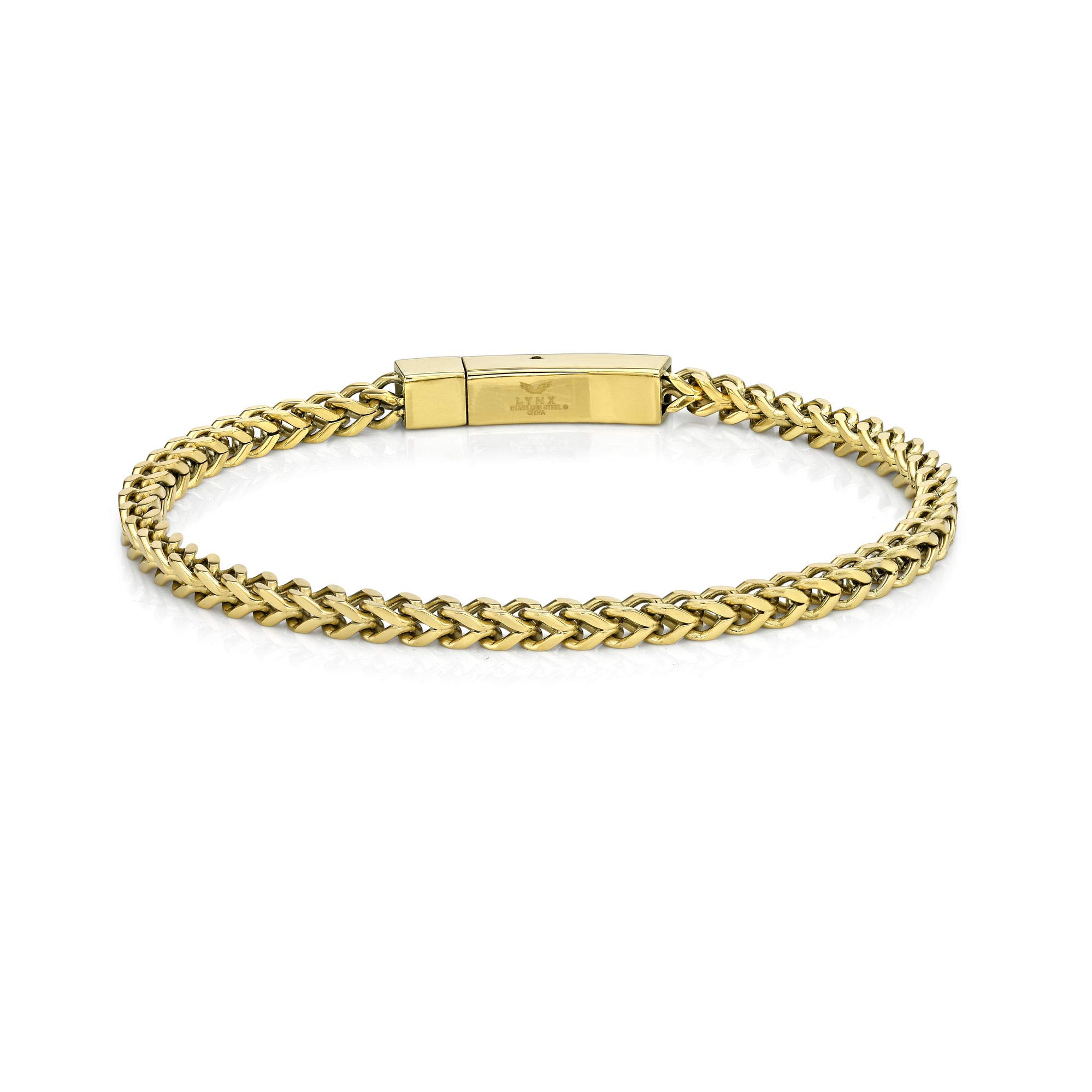 Metro Jewelry Schmuckset für Herren, 55,9 bis 61 cm lang, dick, Fuchsschwanzkette und Armband, aus Edelstahl mit Gelbgold, Antik- oder Schwarz-Ionenbeschichtung, 4 mm breit