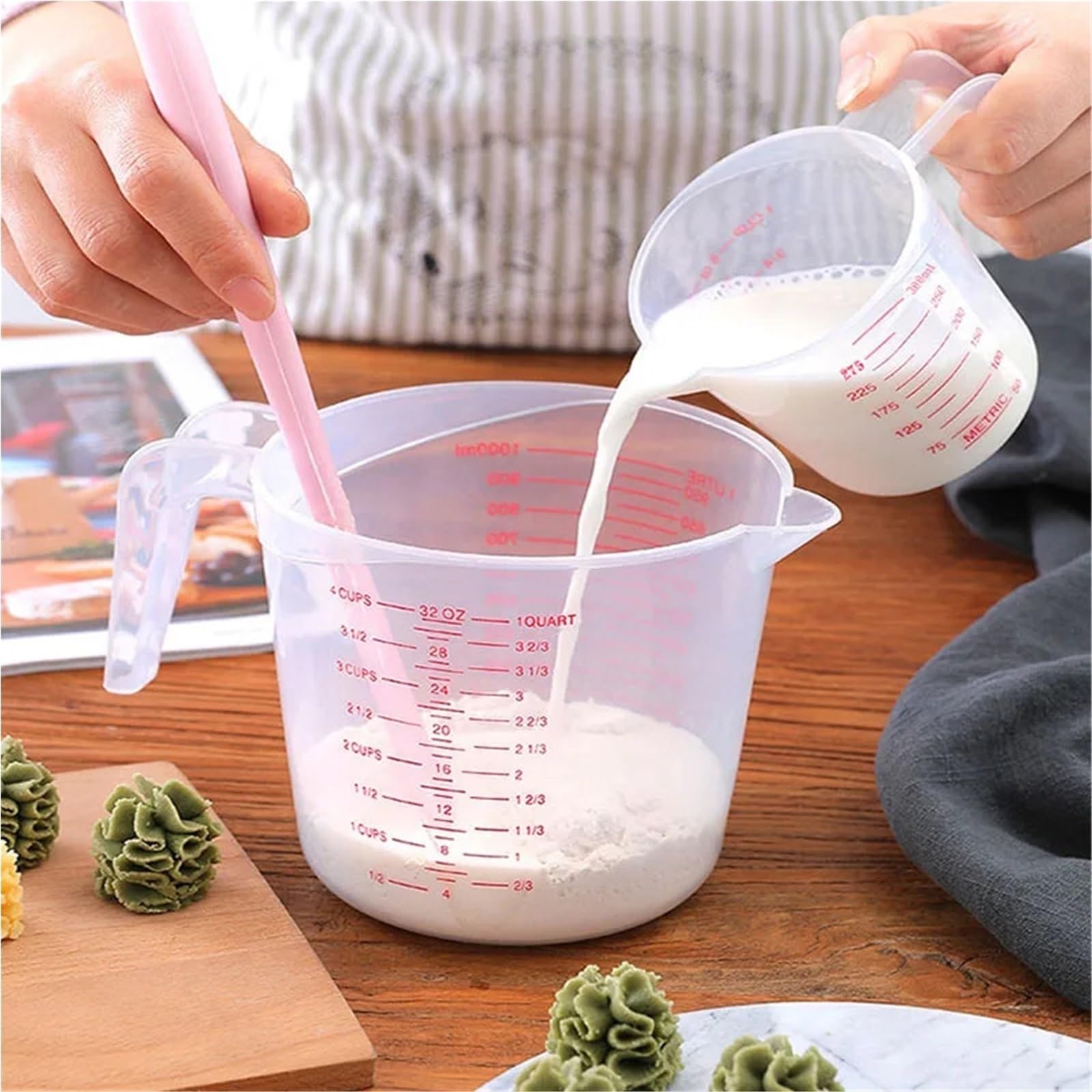 5pcs 250/500/1000ML Cup Silicone Measuring Cups And Spoons Plastic Jug Digital Kitchen Scale Baking Tools Timer Accessories Für Labor Küche(1000ml)