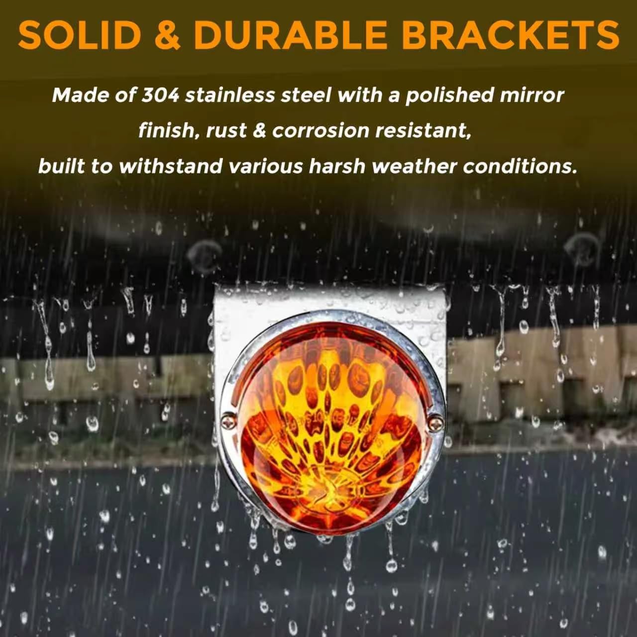 2PCS Watermelon Light Brackets, 90° Angled Clamp-On Frame Mount for Under Glow Lights, 304 Mirror-Polished Stainless Steel, 2mm Thick, No Drilling Required, Universal for Semi Trailers Trucks Pickups