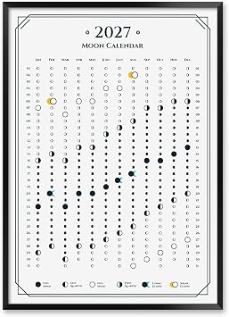 MeloPrints 2027 Moon Calendar, Minimalist Yearly Wall Calendar