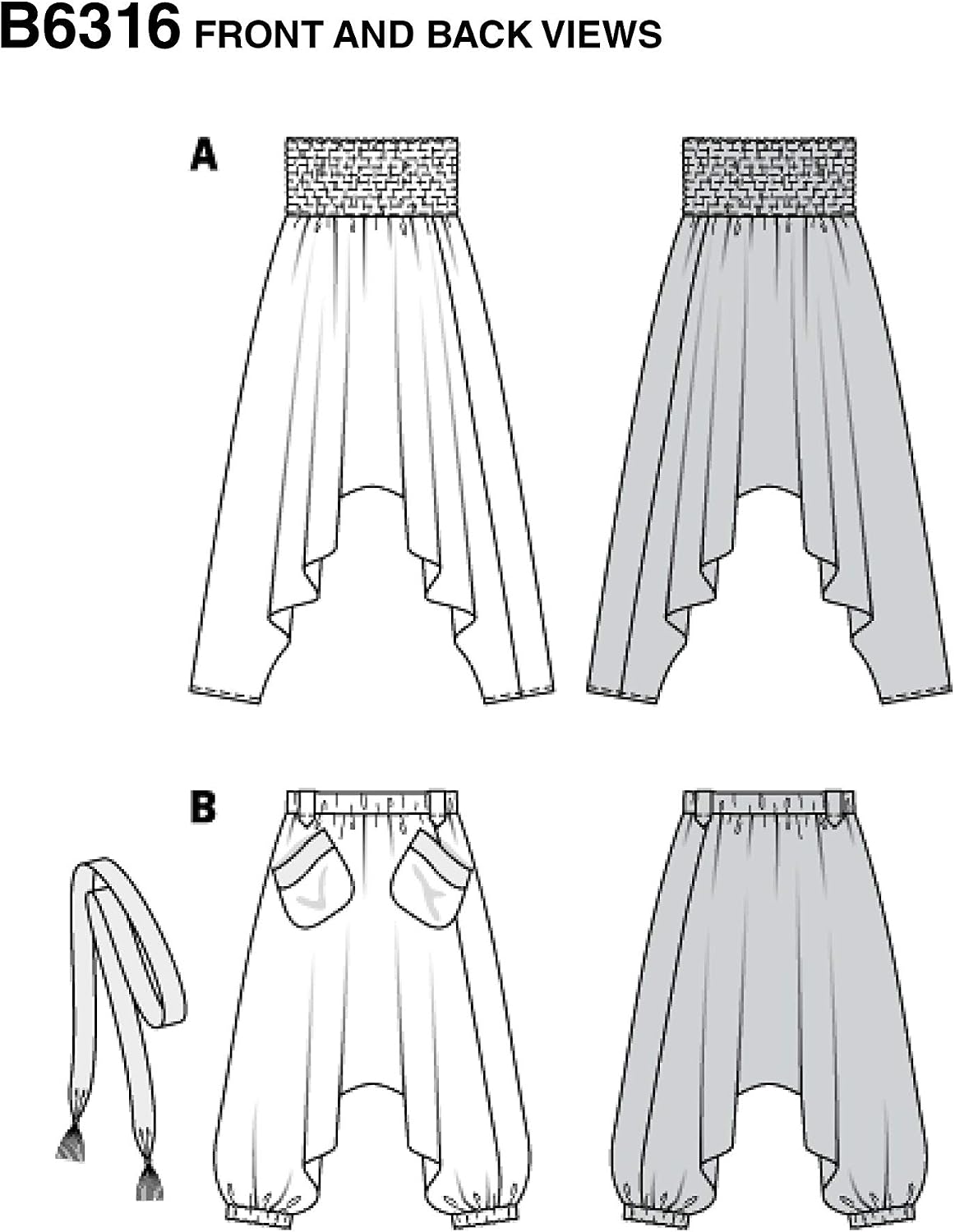 Burda Style Sewing Pattern 6316 - Misses' Harem Pant, A(6-8-10-12-14-16-18-20)
