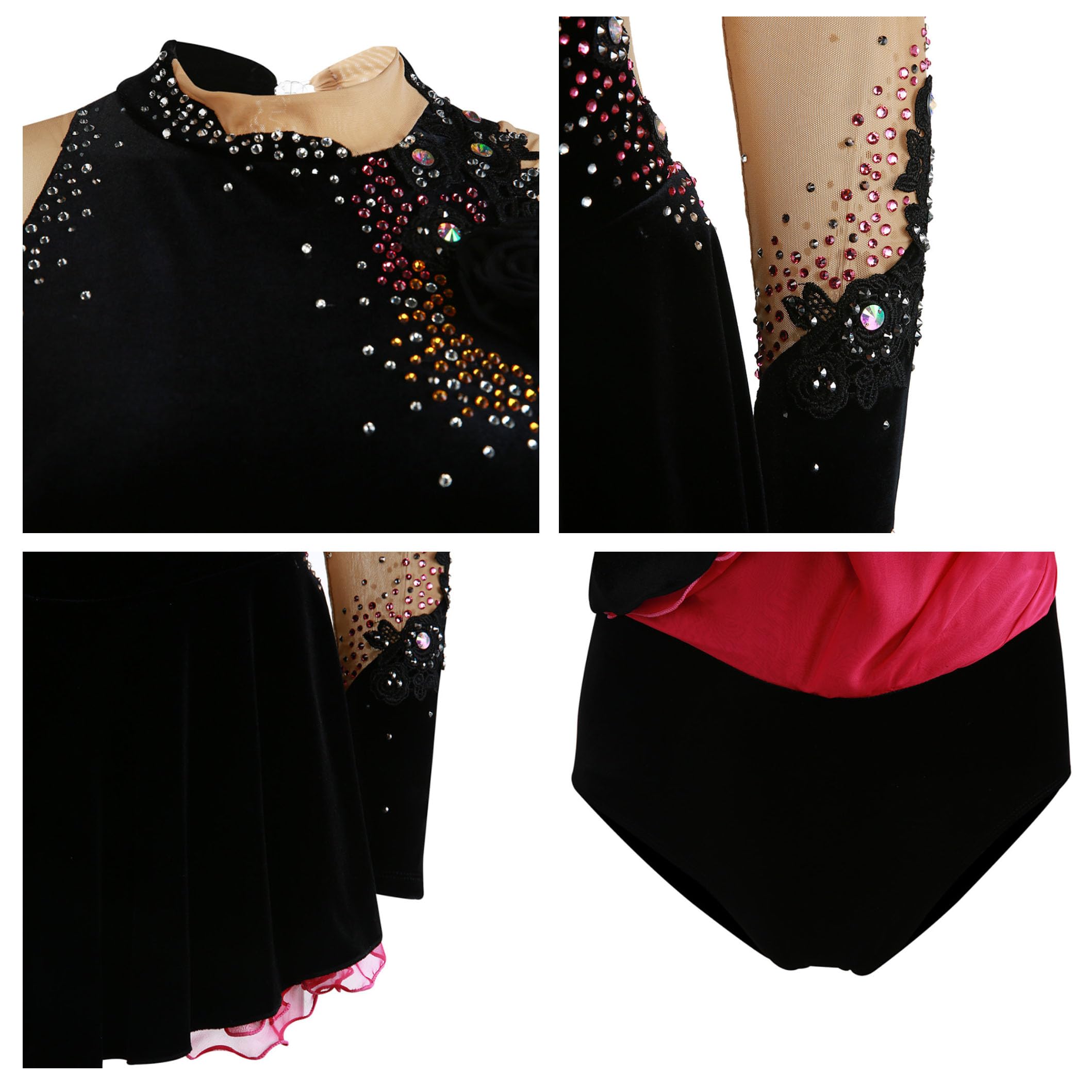 Eiskunstlauf Wettkampf Rock Für Mädchen Flash Diamond Eiskunstlauf Kleid Hochelastisch Gymnastikanzug Langärmlige Outdoor Sport Kleidung