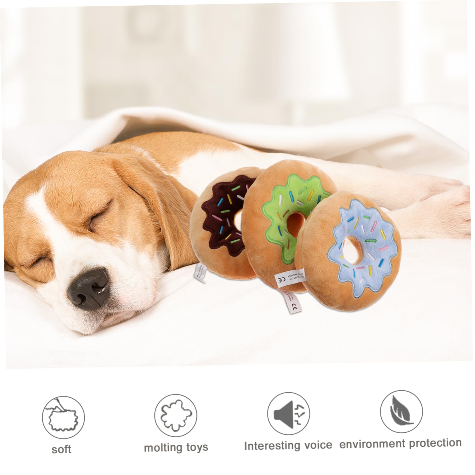 COLLBATH Hundespielzeug Quietschgeräusche Kauspielzeug Niedliche Form Plüschdonuts Interaktives Haustierspielzeug Welpen Große Hunde