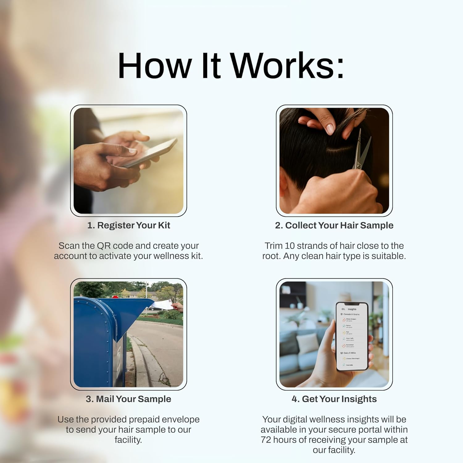 AFIL 1000+ Foods, Drinks, Vitamins, Gut, at-Home Wellness Test Kit, Trusted Hair Analysis for Adults & Kids, at-Home Health Non-Invasive, Gluten, Dairy Health Wellness Indicators - Image 5