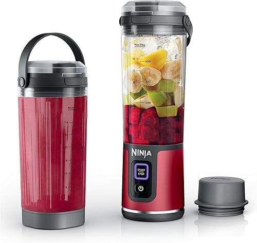 Ninja Blast - Licuadora portátil y accesorios, inalámbrica, recipiente de 18 onzas, licuadora personal para batidos y batidos, tapa a prueba de