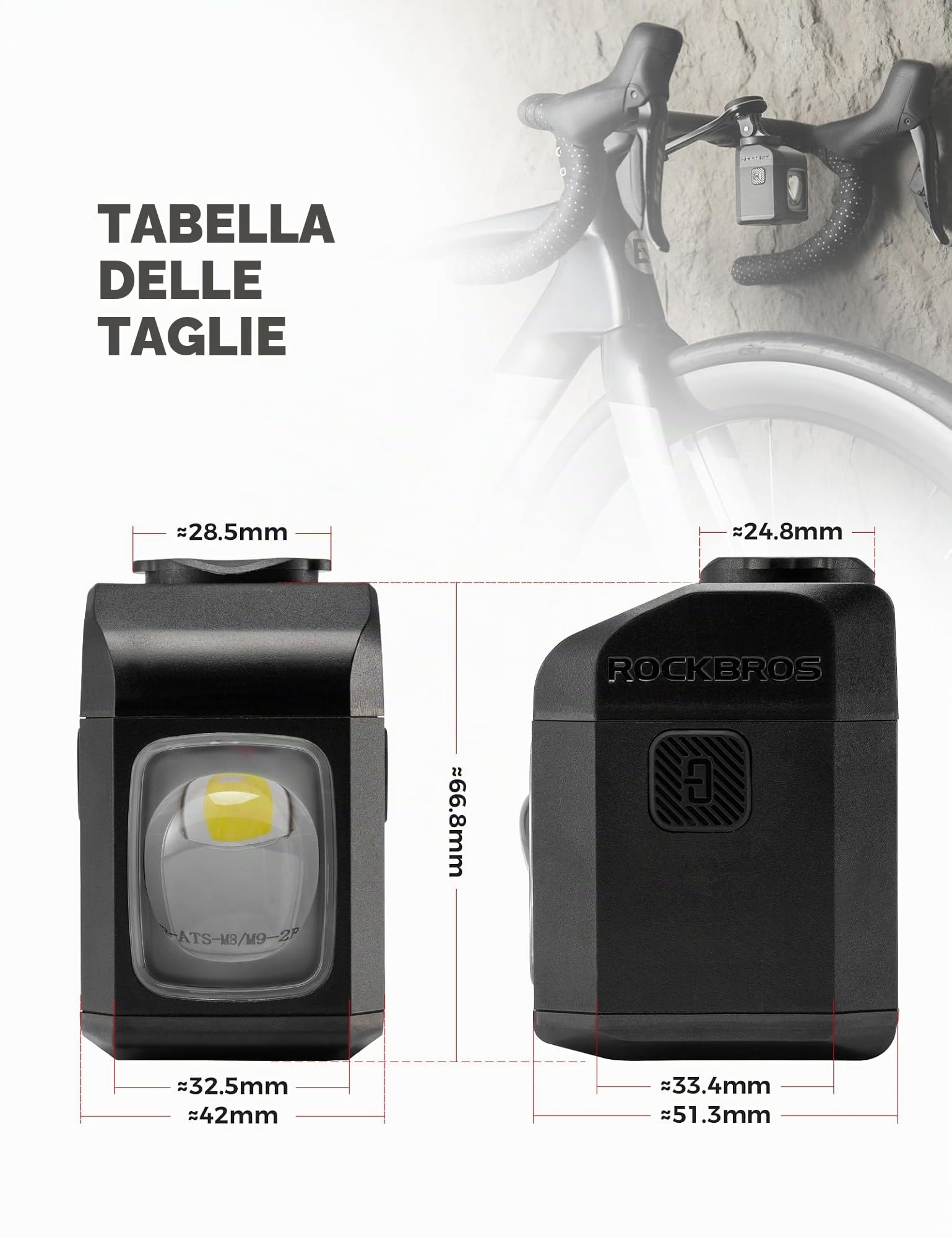 ROCKBROS Luce Anteriore Bici Luce Bicicletta 1600 Lumens modalità di Illuminazione Multiple con Telecomando, Impermeabile IPX6, USB Ricaricabile 4000mAh, per Bici da Corsa MTB Ciclismo