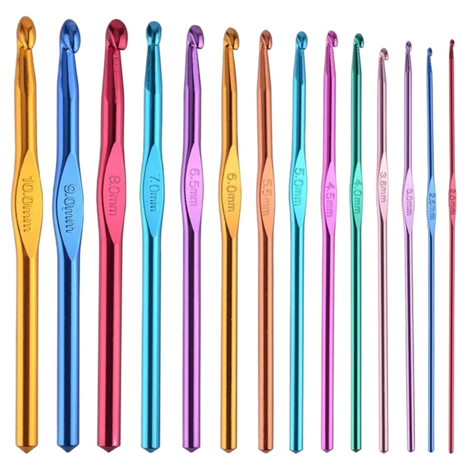 L6NqIAG Crochet Kit Aluminum Crochet Hooks Colored Needles Set Tools for Weaving Knitting(14pcs)