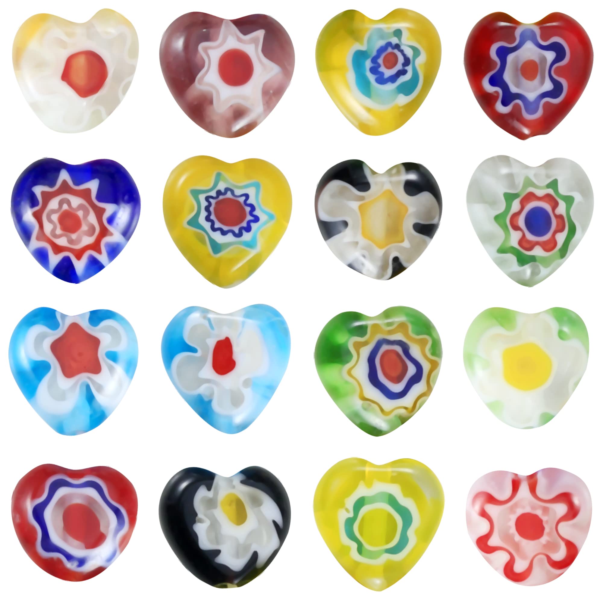 Perles millefiori cœur 6mm en lot de 100 pour la fabrication de bijoux artisanaux en verre