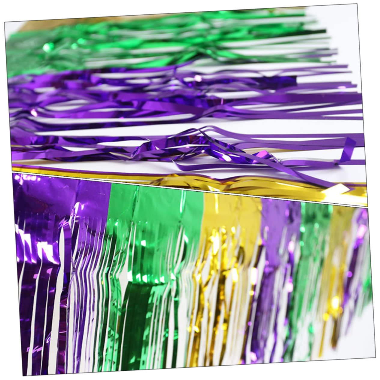 Garneck Carnival Table Skirt Party Colorful Curtain Colorful Curtains Background Curtain Adorn Photo Props Wedding Drapes Party Background Hangings Mardi The Pet Bride Tassel Metallic Line, 270X75CM