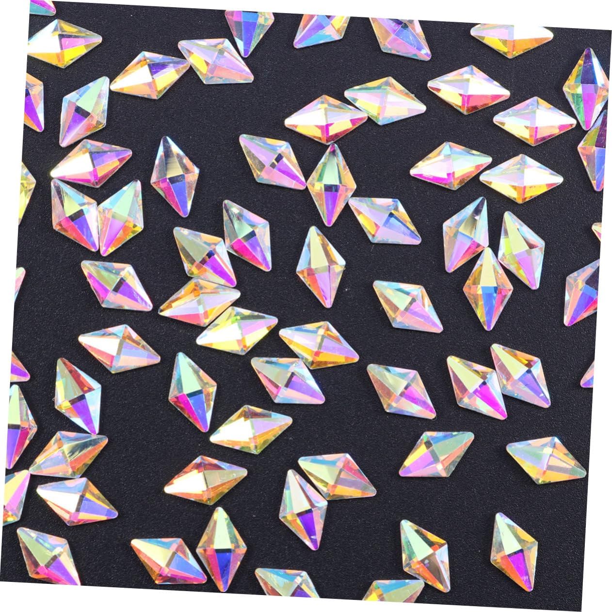 FRCOLOR 300pcs Shiny Imitation Crystal Nail Art Rhinestones Rhombus for Manicure Crafts and Home Decoration Flat Back Gems for Nail Art Cell Phone Cases and More