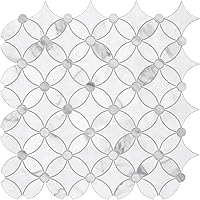 Vista 1 de SUNWINGS Azulejos Autoadhesivos de Moneda de Despegar y Pegar de 10 Hojas con Chorro de Agua para Salpicadero, Paneles de Pared de Mármol Blanco