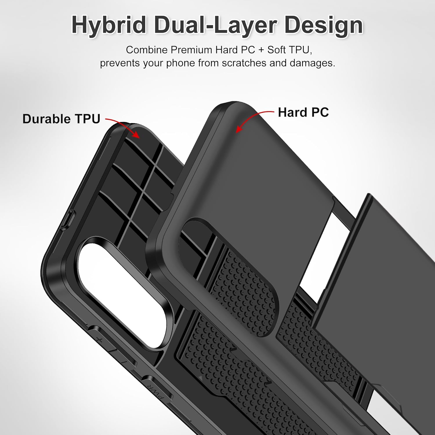 SAMONPOW for Samsung Galaxy S25 Edge Case Wallet with Card Holder Heavy Duty Protective Dual Layer Shockproof Hidden Card Slot Wallet Phone Case for Samsung Galaxy S25 Edge for Women Men, Black - Image 4