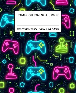 Gamer Kids School Supplies: Composition Notebook: Colorful Video Game Controllers Wide-Ruled Lined Paper Journal, Back to School Supplies & Gifts for Gamer Boys, Girls and Teens