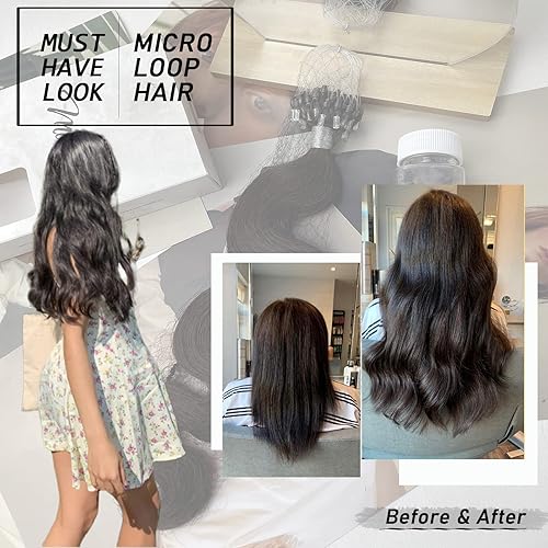 Miniatura 2 de Misslala Extensiones de cabello humano ondulado con microperlas de 18 pulgadas, para bricolaje, extensiones de cabello humano ondulado con micro