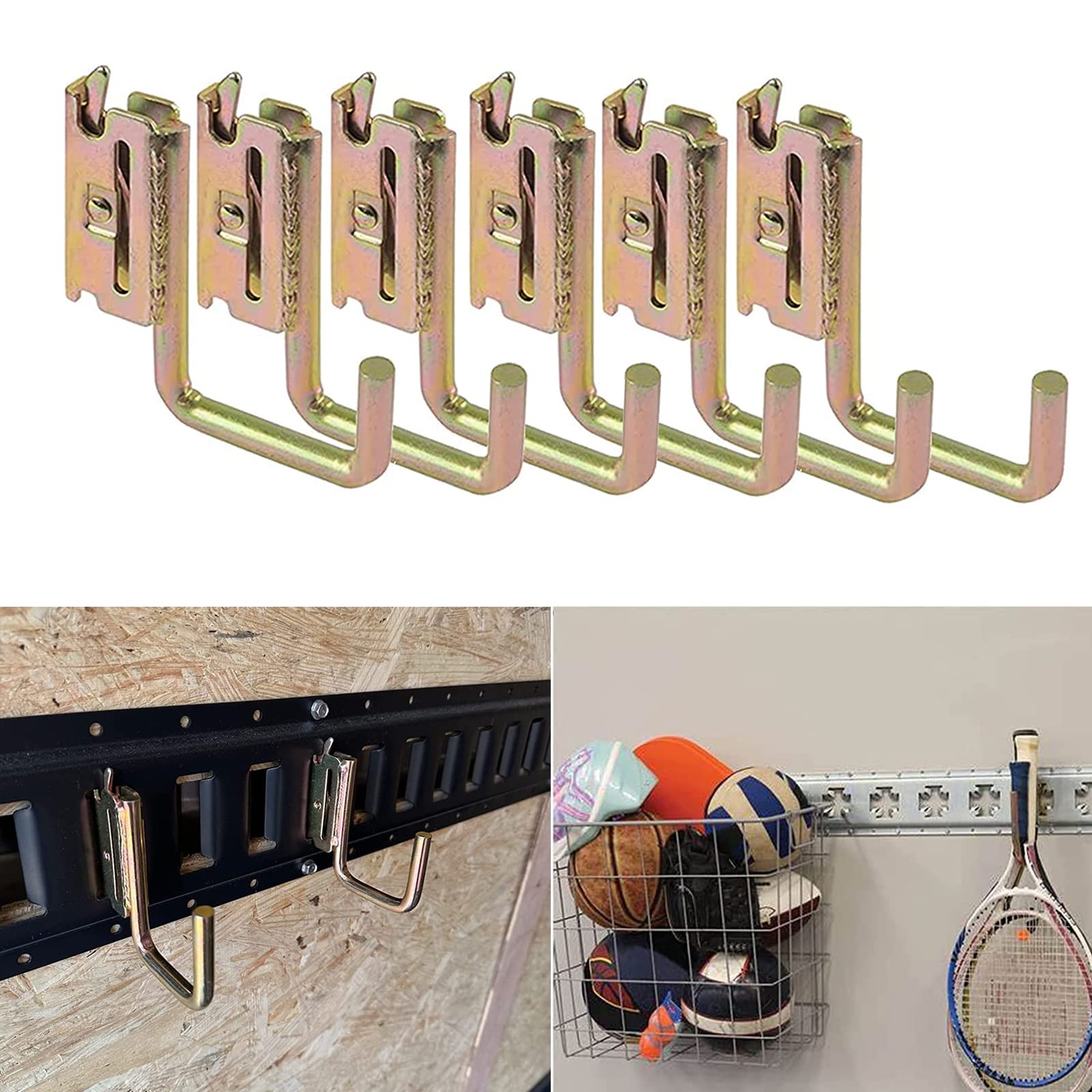 6 Pack E-Track J-Hooks Heavy Duty 2" J Hook Fitting with Spring Fitting Attachments, Enclosed Trailer Cargo Management Use as Hanger, Shelf Bracket,Pickup,Cargo Van,Semi-Trucks Trailer Hang Tools etc.