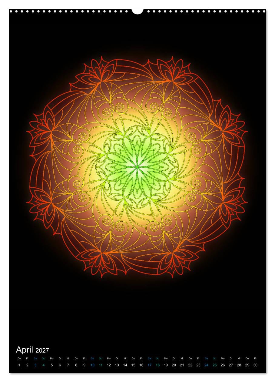 CALVENDO - Mandala-Kalender 2027 (hochwertiger Premium Wandkalender 2027 DIN A2 hoch), Kunstdruck in Hochglanz: Genießen Sie jeden Monat ein außergewöhnliches Kraftbild in Form eines Mandalas.