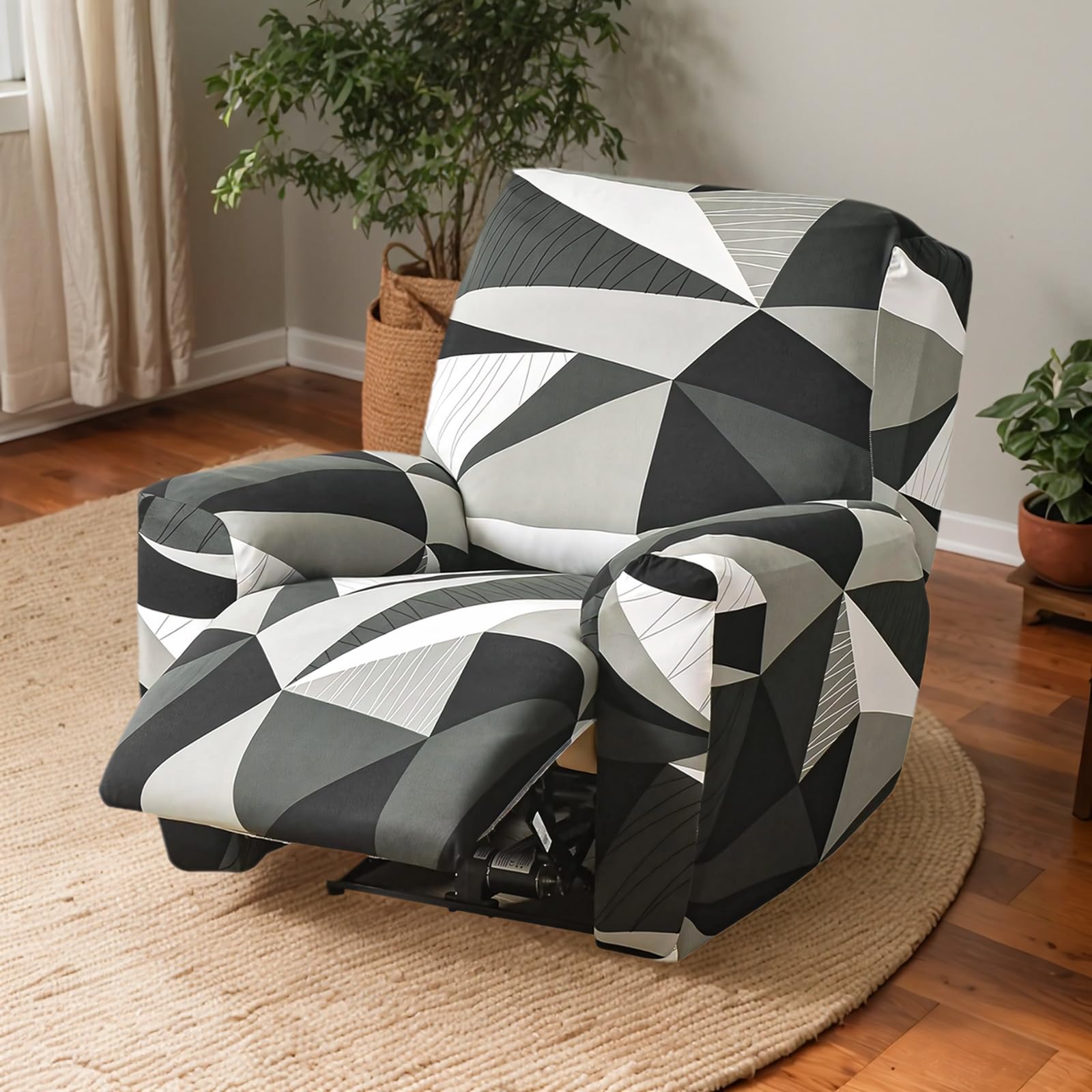 OKYUK Funda de Sillón Relax, Alta Elasticidad para Sillón Relax Reclinable Funda Reclinable 4 Piezas con Bolsillos Laterales, Extraíbles y Lavables Fundas Protector(Space)