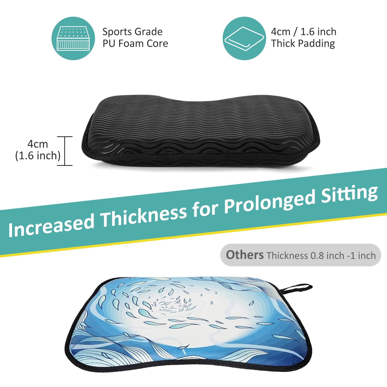 GoDyna Kayak Seat Cushion Anti Slip Seat Pad Thicken Kayak Canoe Rowing Stadium Pad Cushion Accessories for Fishing Boat, Canoe, U Shap 2 Pack