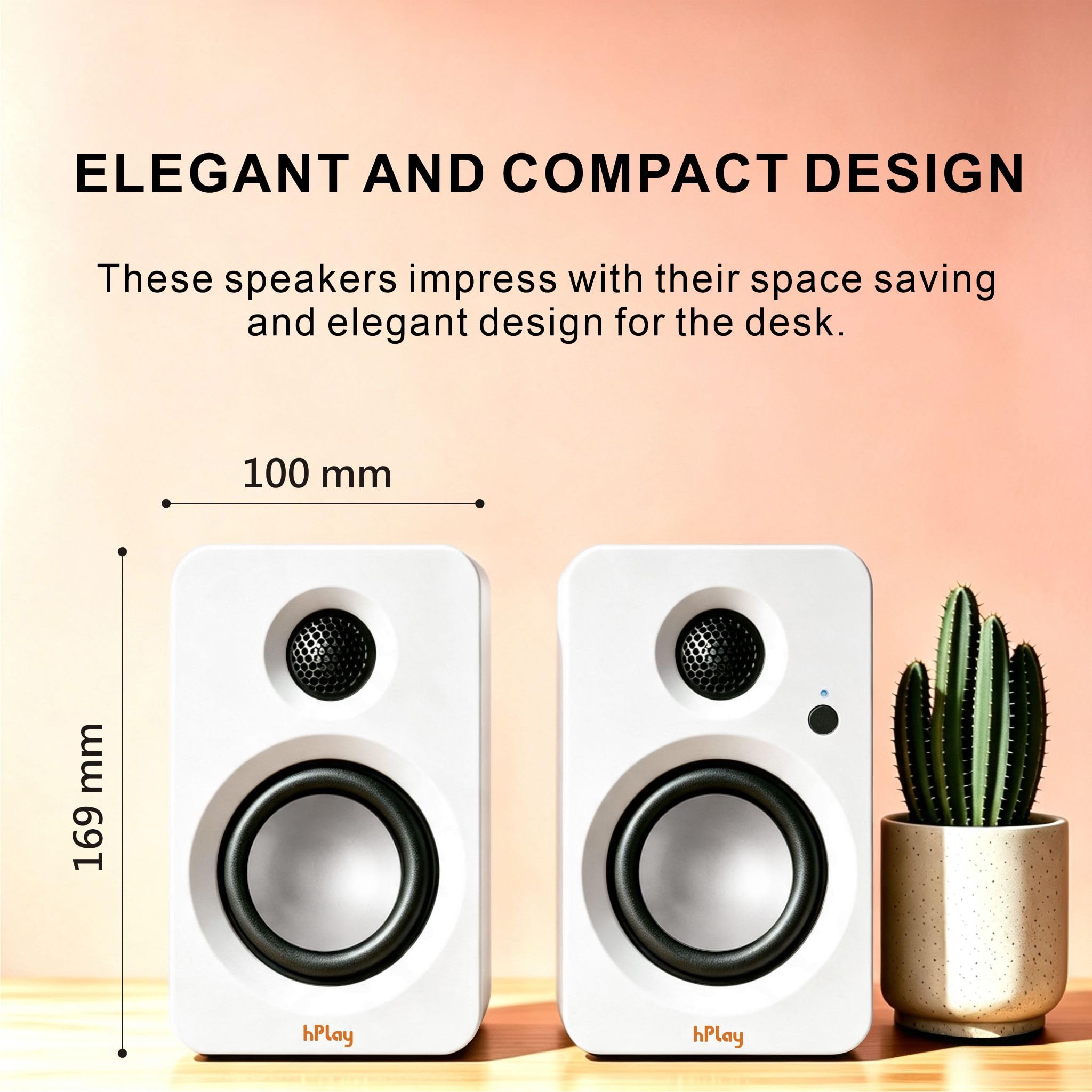 hPlay BS32W altoparlante attivo, altoparlante PC da 60W RMS con Bluetooth 5.3, USB-C Plug & Play con scheda audio, uscita subwoofer, telecomando e design compatto per giocatori e amanti della musica