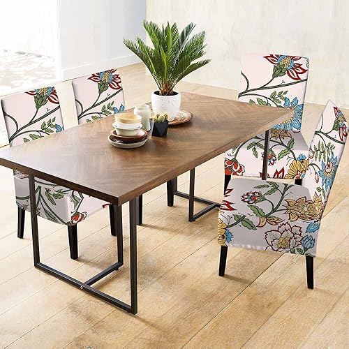 Miniatura 3 de 1 paquete de fundas para sillas de comedor, diseño de cachemira azul y rojo, oriental bohemio, floral, corto, elástico, poliéster, extraíble,