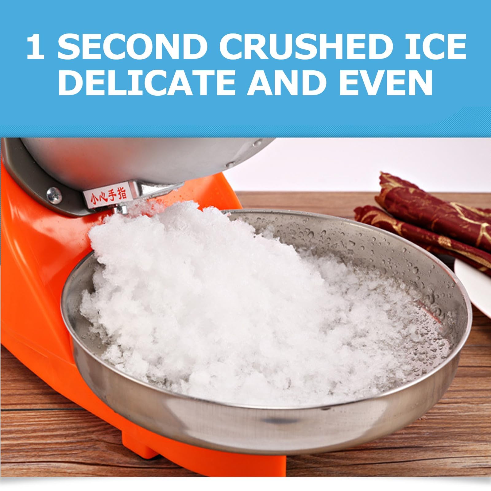 Trituradoras de Hielo eléctricas de 300 W, máquina para Hacer Conos de Nieve de Acero Inoxidable de 2200 RPM con Cabezal de Doble Cuchillo, Salida de 65 kg/h, trituradora de Hielo rápida para