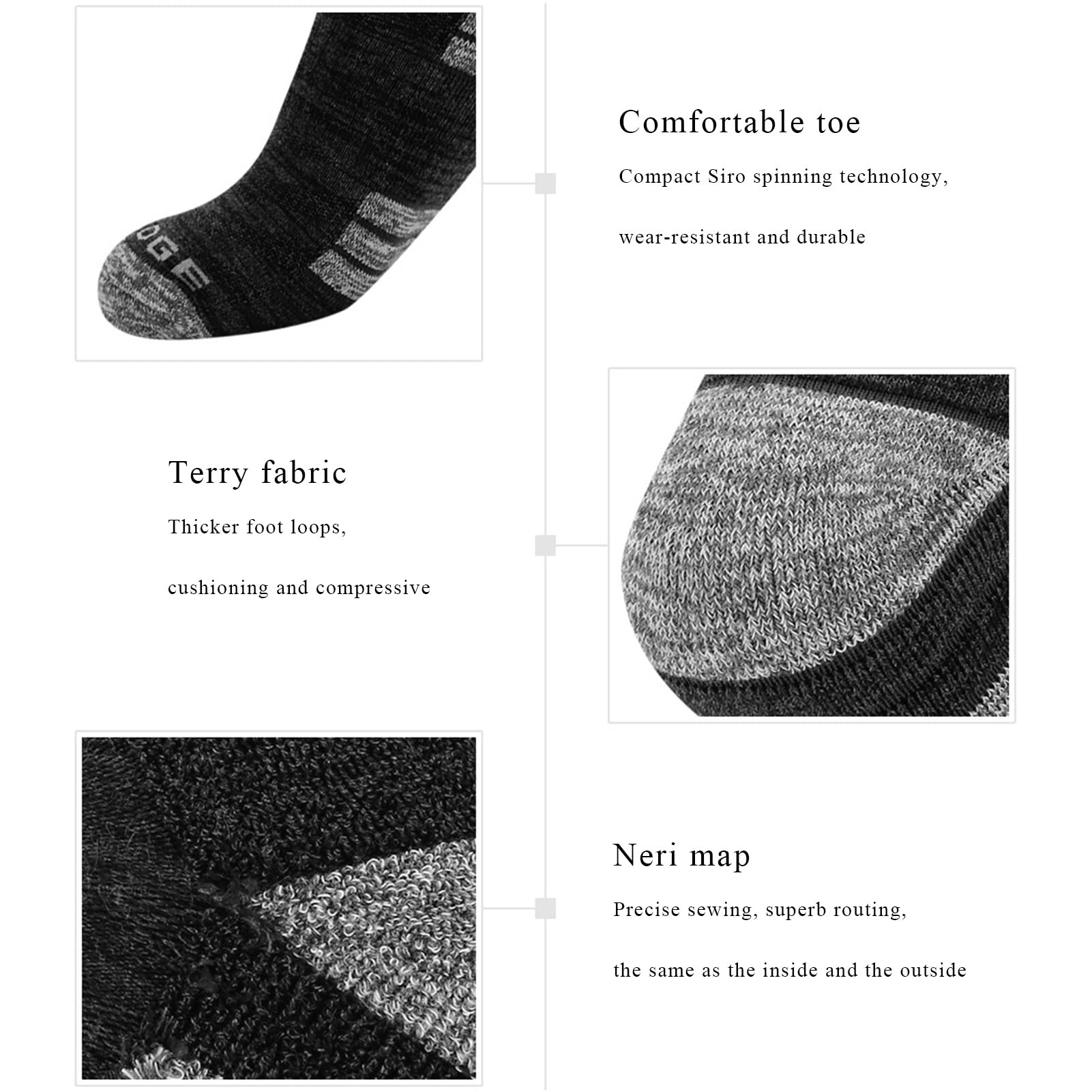 5 Paires pour des Hommes Chaussettes de Marche Respirantes Qui Évacuent L'humidité, Coussin Confortable Chaussettes Décontractées Chaussettes de Sport en Plein Air Randonnée Trekking Marche